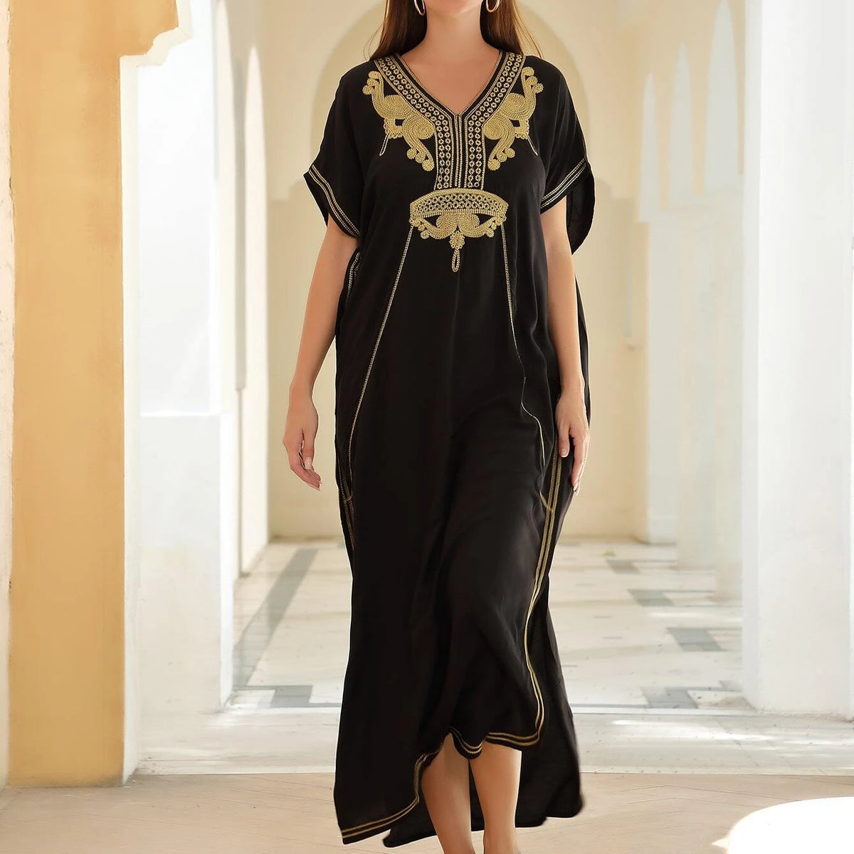 Batwing Sleeve Kaftan Dress