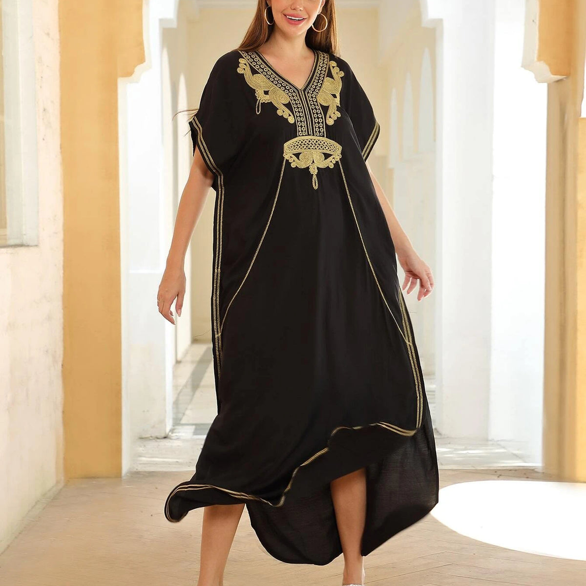 Batwing Sleeve Kaftan Dress