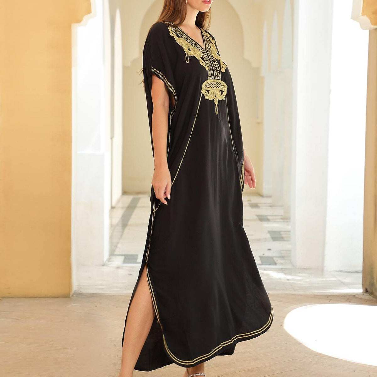 Batwing Sleeve Kaftan Dress