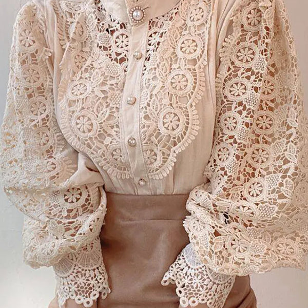 Chiffon Button Turtleneck